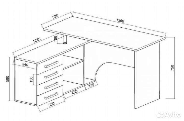 Компьютерный стол угловой с тумбочкой