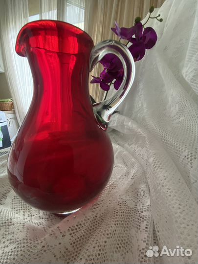 Кувшин цветное стекло СССР