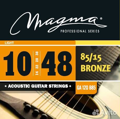 Magma Strings GA120B85 - Струны для акустической гитары 10-48, Серия: Bronze 85-15, Калибр: 10-14-22