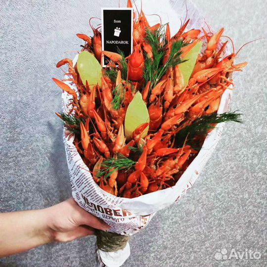 Сьедобный букет из раков, раки