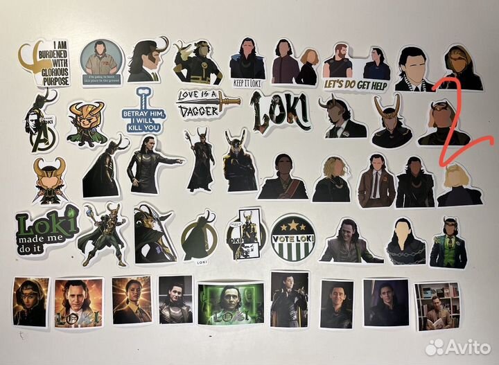 Набор стикеров наклеек с Локи Марвел