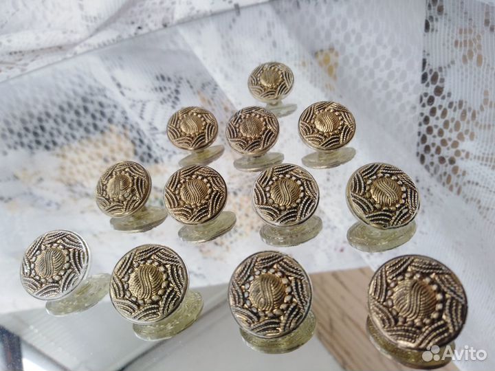 Антиквариат Пуговицы Стекло/Позолота Кол-во12 штук