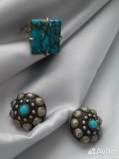 Серебряное кольцо с эйлатским камнем. Винтаж