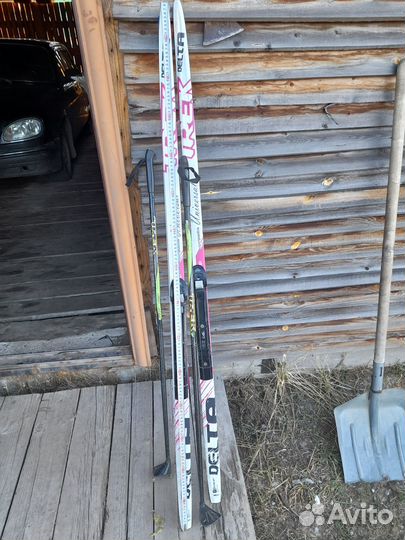 Лыжи детские 150 см, палки 110 см