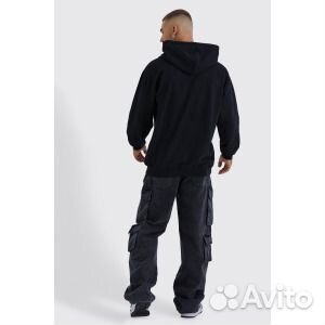 Худи оверсайз worldwide Boohoo, черный