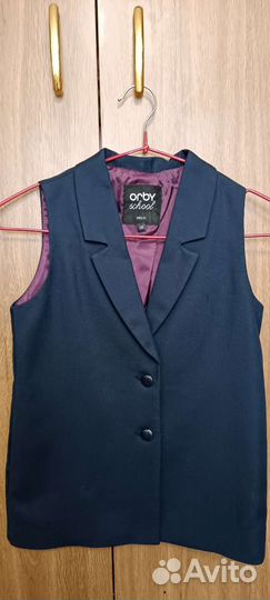Жилет школьный синий удлиненный