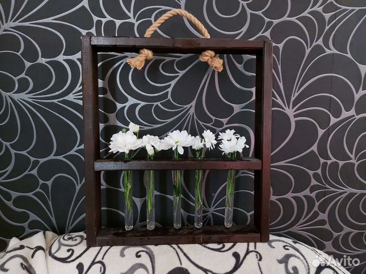 Ваза интерьерная пробирки дерево рамка