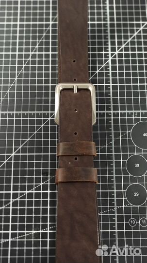 Мужской кожаный ремень ручная работа коричневый