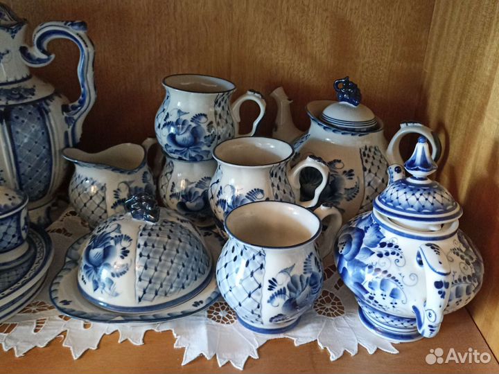 Чайный сервиз гжель вазы, кувшины и тд