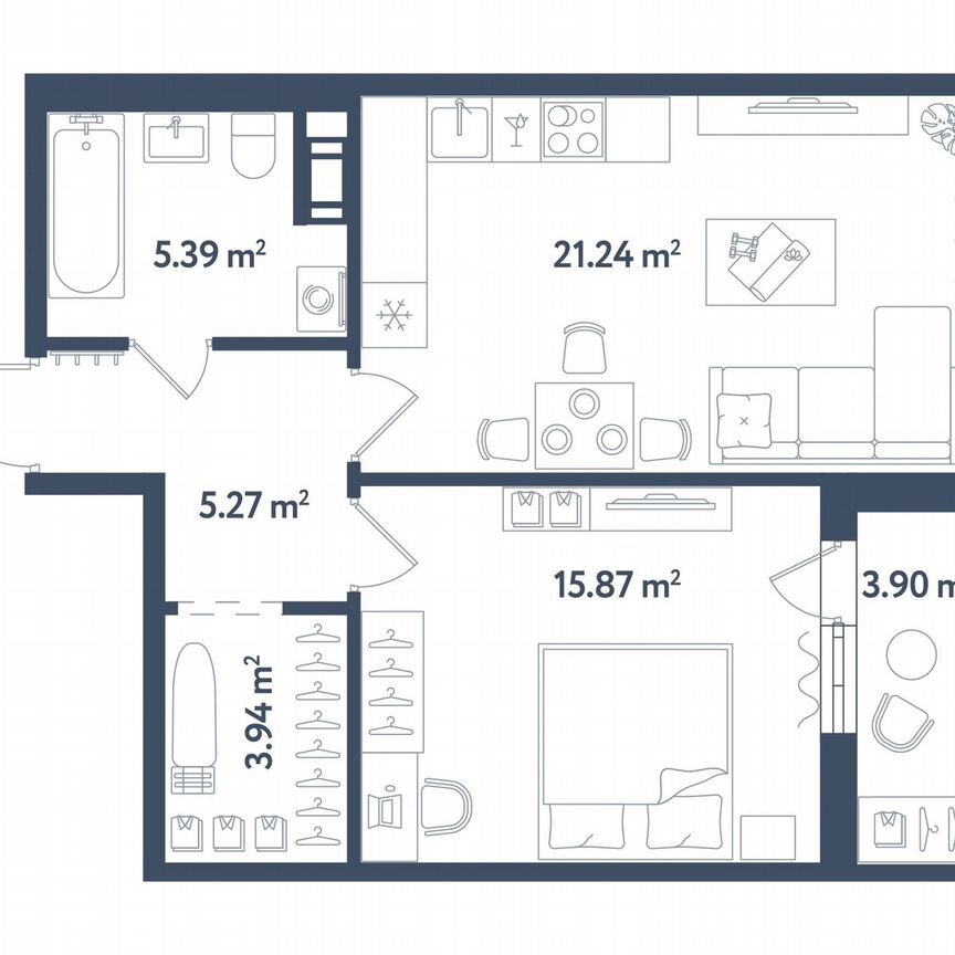 1-к. квартира, 53,7 м², 9/11 эт.