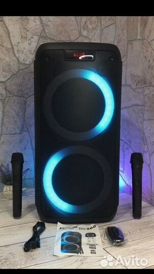 Колонка мощная 1000w 2 микрофона караоке