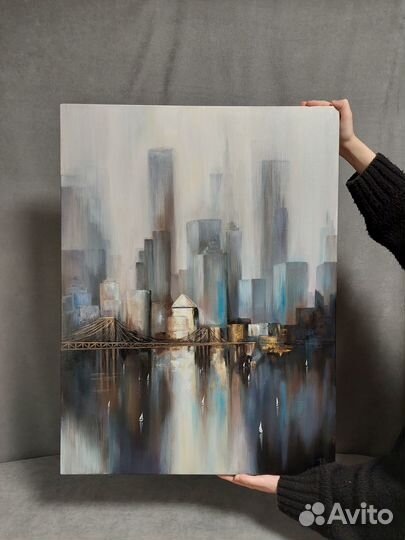 Картина на холсте Сквозь туман, ручная работа