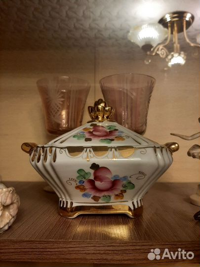 Сахарница фарфор СССР Гжель
