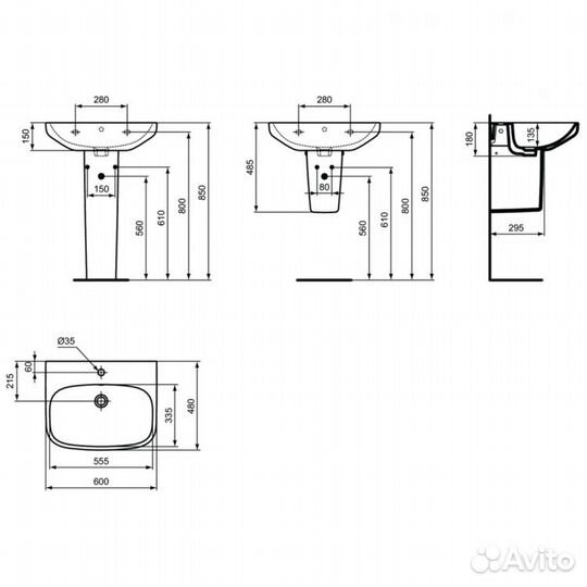 Раковина Ideal Standard IS i.life A 600 мм T470501