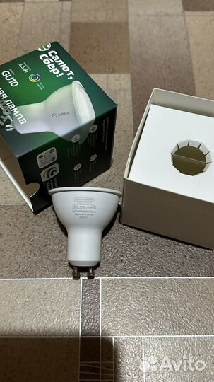 Умная лампочка сбер GU10 с переходником на E27