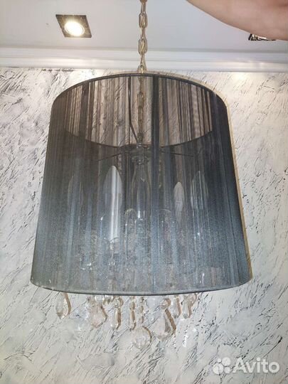 Светильник подвесной, люстра тканевый абажур