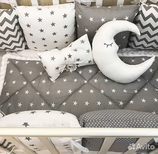 Бортики на кроватку 12 штук