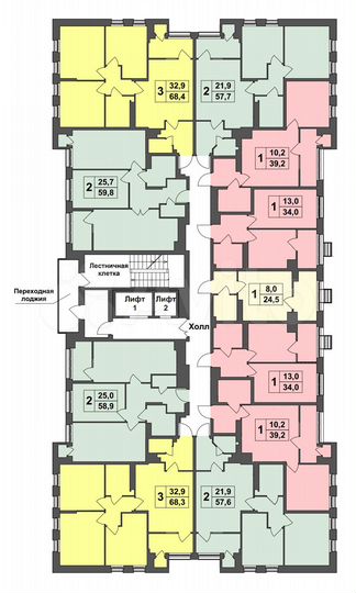2-к. квартира, 56,9 м², 12/13 эт.