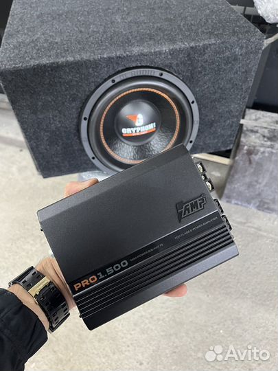 Сабвуфер в сборе с усилетелем и коробом