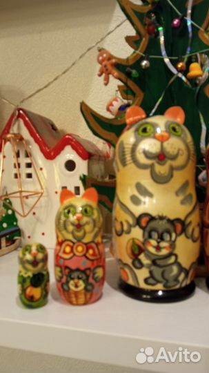 Котик - матрешка (12 см)