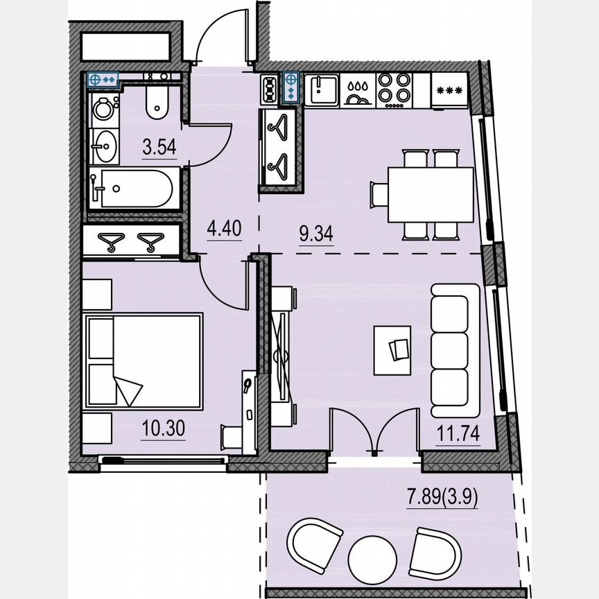 1-к. квартира, 39,4 м², 12/17 эт.