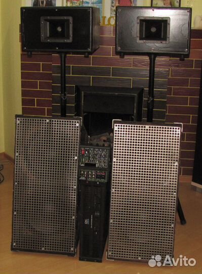 Колонки F.Audio 2100W Рупоры Усилок Микшер Стойки