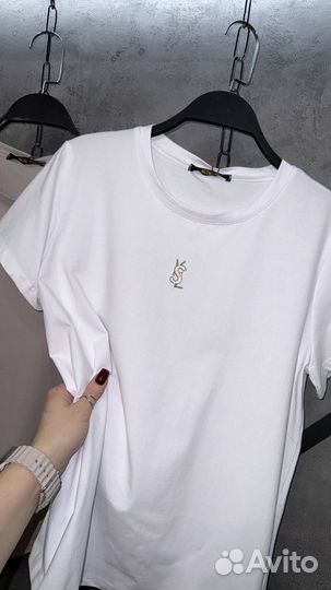 Футболка лого стразы Yves Sant Lauren единый до 4г