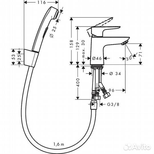 Смеситель для раковины Hansgrohe Talis E 71729000 Хром