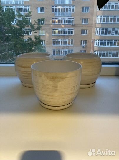 Горшок керамический новый 3 шт