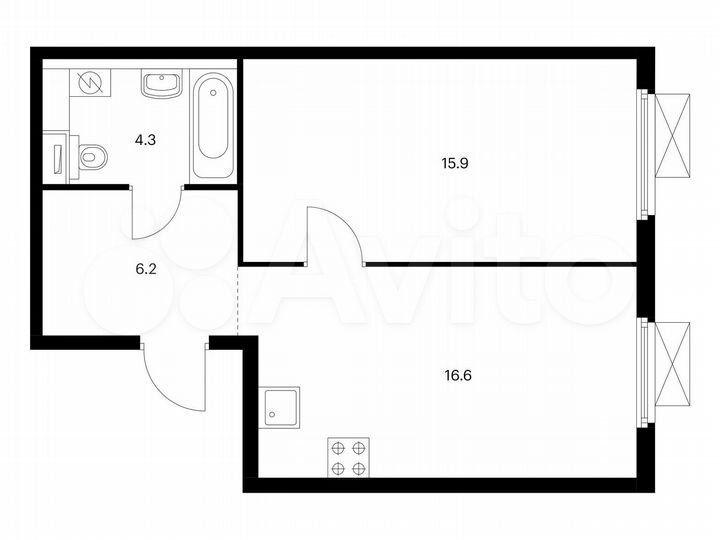 1-к. квартира, 43 м², 13/25 эт.