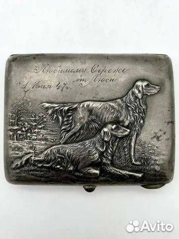 Портсигар ''Собаки'' 40-е годы,серебро, 189гр