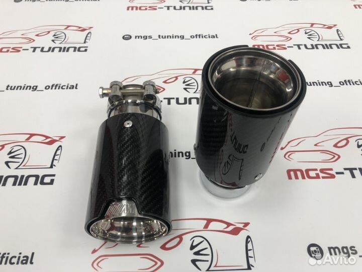 Насадки на выхлоп BMW M карбон одинарные 89 мм