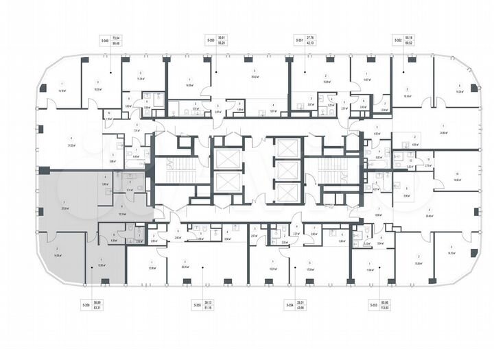 2-к. квартира, 83,3 м², 39/57 эт.