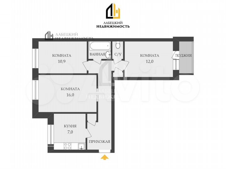 3-к. квартира, 62,4 м², 8/9 эт.