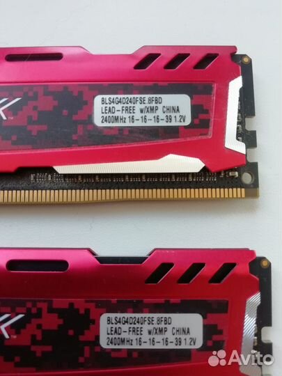 Оперативная память ddr4 8gb (4gbx2) 2400 Ballistix