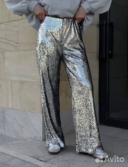 Брюки с пайетками палаццо