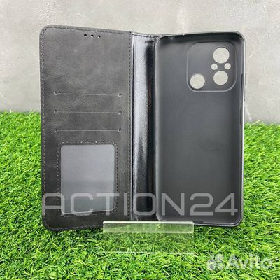 Чехол книжка Xiaomi Redmi 12C с кошельком (черный)