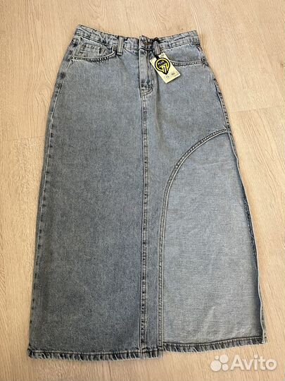 Джинсовая юбка миди 44