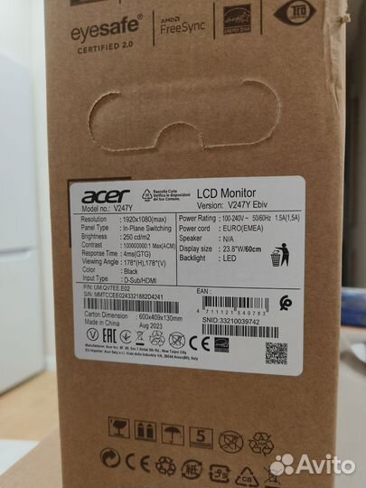 Монитор acer V247YEbiv 23,8'' 100Hz