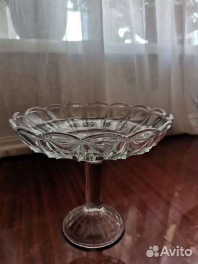 Ваза для фруктов на ножке стекло СССР