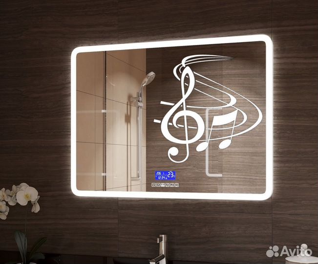 Зеркало в ванную с подсветкой и музыкой Розаура