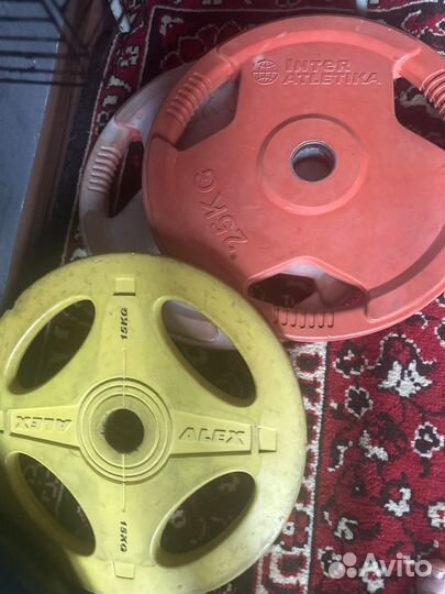 Гриф, блины для штанги. 10/15/25