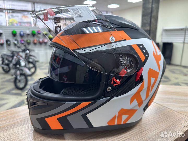 Шлем интеграл ataki JK316 Pattern оранжевый/белый