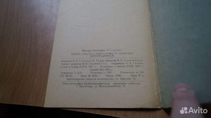 Выбор участка подготовка и посадка винограда 1957