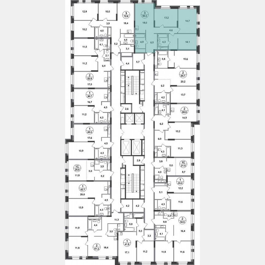 3-к. квартира, 80,3 м², 15/20 эт.