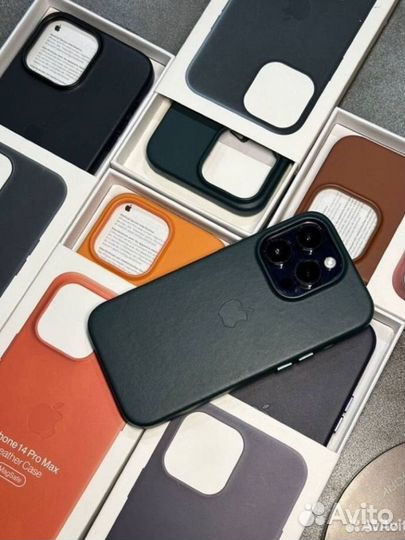 Чехол на iPhone Leather Case Mag Safe (эко кожа)