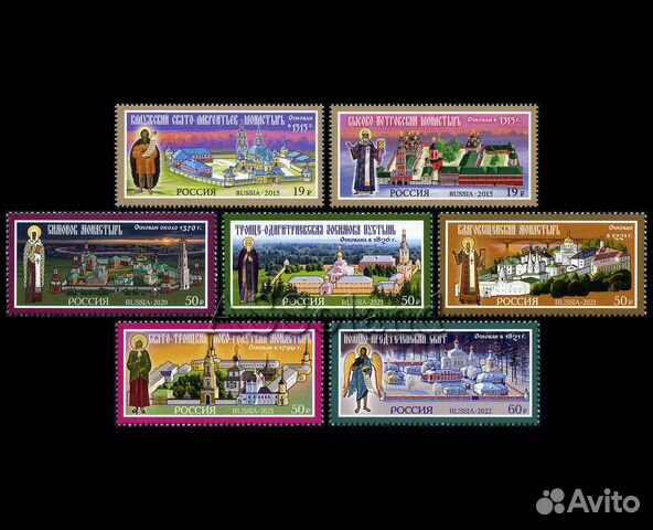 Россия 2002-2024 Монастыри Полная серия 24 марки