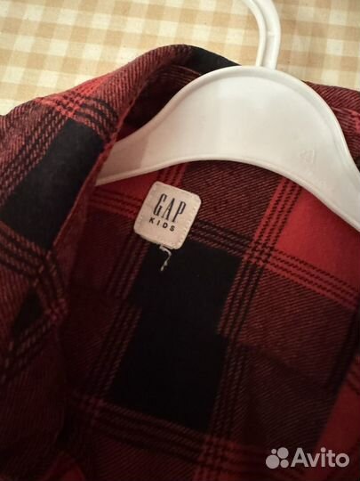 Gap рубашка 128 в клетку байковая