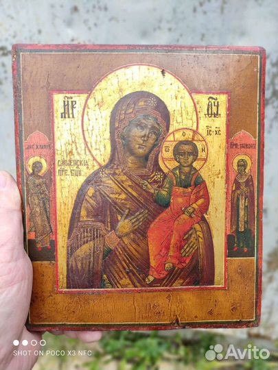 Старинная икона Смоленская божья матерь 19 век