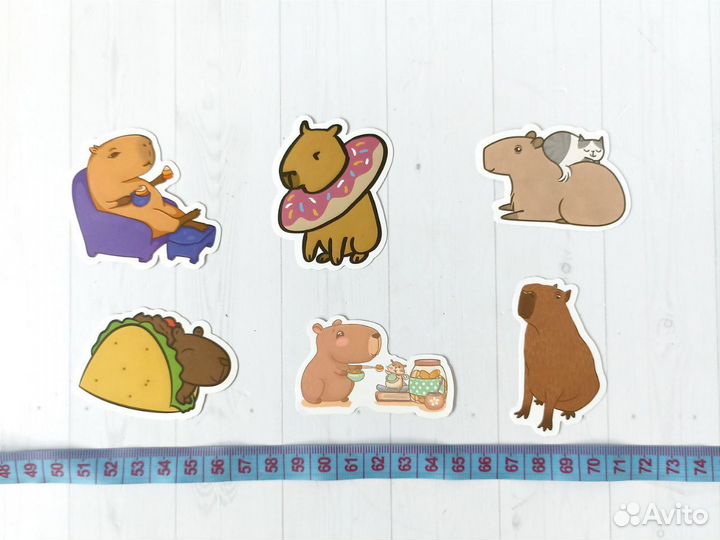 Очаровательная капибара наклейки комплект